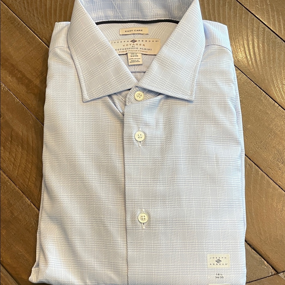 Joseph Abboud Sky Blue Checkered Dress Shirt